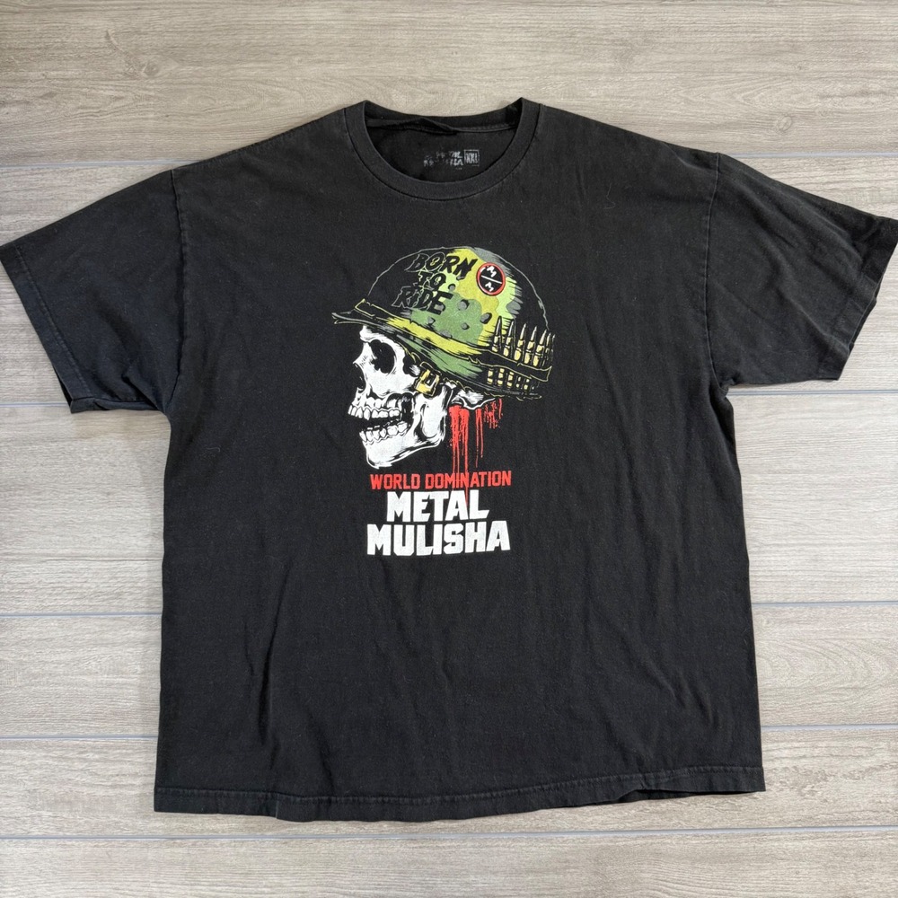 Metal Mulisha Graphic T-Shirt XXL Black World Domination Skull Born To Ride